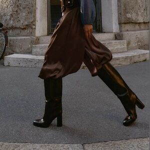 Zara block heel high boots